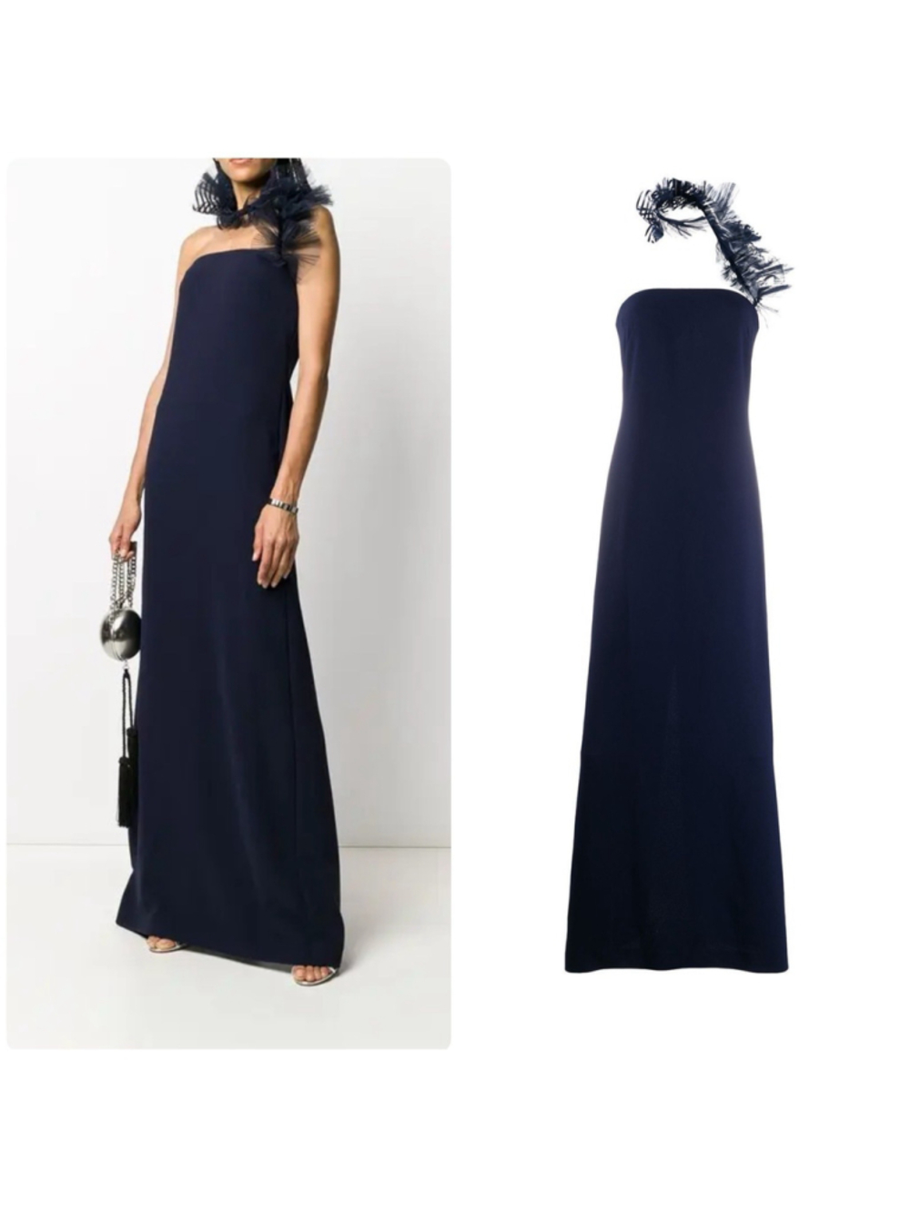 $3590 Ralph Lauren Purple Label Ruffled Trim Strapless Dress Formal Evening Luxe